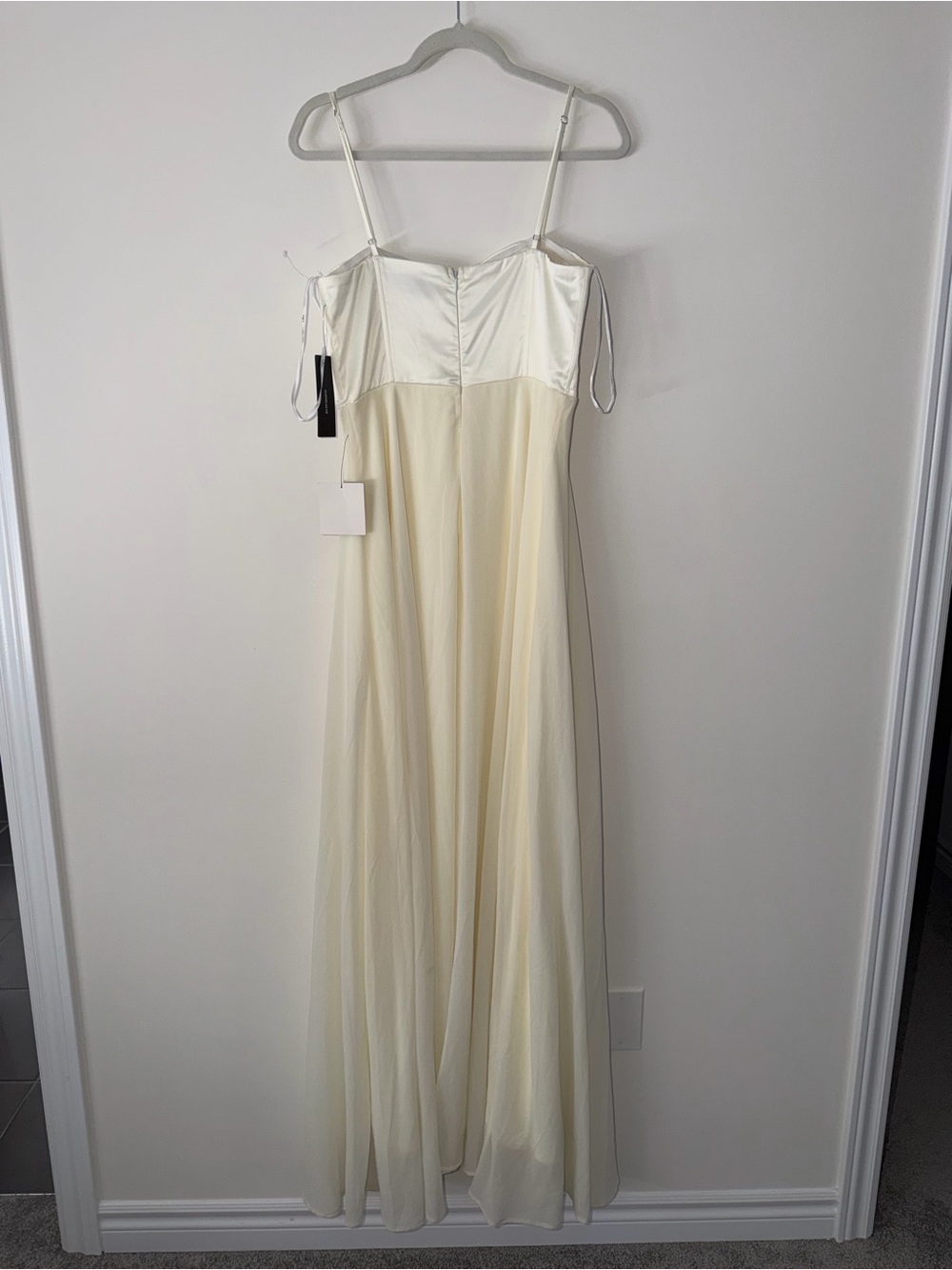 NWT Lulu’s Best Part Of Me Cream Satin Bustier Maxi Dress gown weddding prom L - Picture 12 of 14